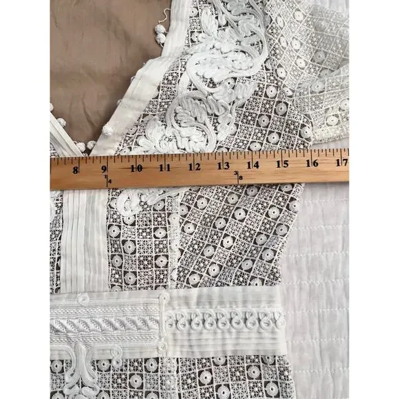THE KOOPLES Women's Embroidery Lace L/S White Mini Dress Bridal Shower Sz XS NWT